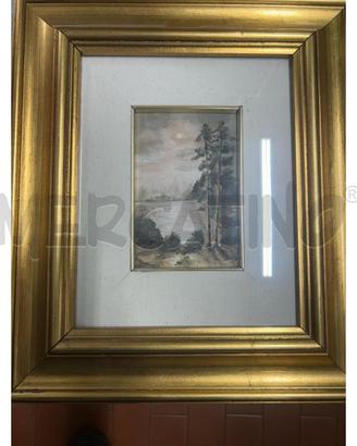 DIPINTO MR. PAESAGGIO LAGO CON ALBERI