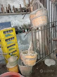 Antiche ceste in vimini e juta vintage