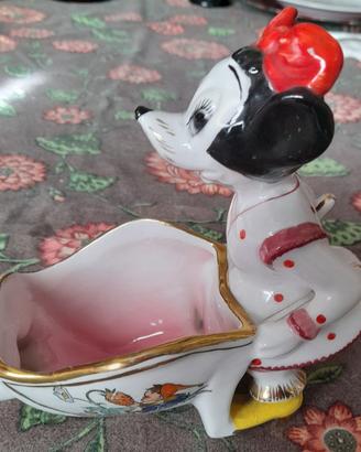 Minnie con carriola in ceramica 15x16 vintage