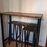 Tavolo alto stile industriale + 4 sgabelli