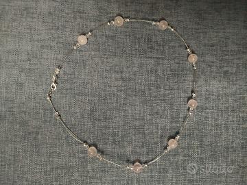 Collana artigianale in quarzo rosa