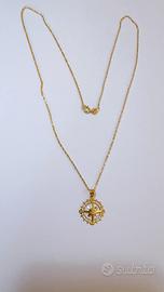 Collana rosa dei venti in oro giallo 18kt 750
