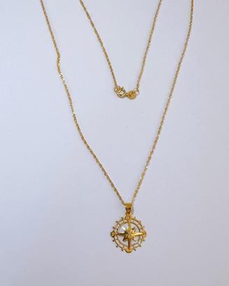 Collana rosa dei venti in oro giallo 18kt 750