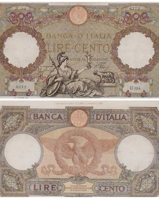 Lire 100 Aquila Romana Fascio Decr. 29/1/1938 +++