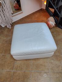 Pouf Contenitore Quadrato in Vera Pelle Panna