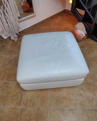 Pouf Contenitore Quadrato in Vera Pelle Panna