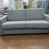 Divano 3P letto tessuto grigio ribalta sfoderabile