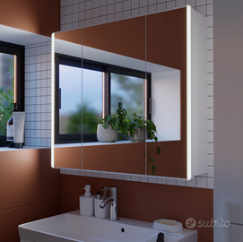 Specchio contenitore bianco con illuminazione led