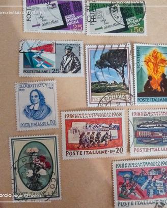 10 francobolli italiani usati del 1968