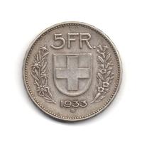 SVIZZERA 1933 - Moneta 5 Franchi argento #WEU