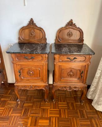 Coppia comodini d’epoca con piano marmo Luigi XV