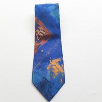 Cravatta blu    arancione   arte  astratta