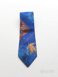 Cravatta blu    arancione   arte  astratta