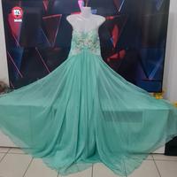 Abito cerimonia verde acqua - Corpetto ricamato