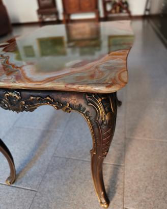 Elegante Tavolino in Onice Naturale e Bronzo/Otton