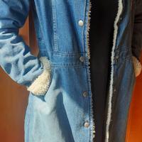 Cappotto jeans vintage con pelo