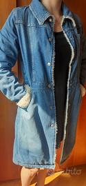 Cappotto jeans vintage con pelo