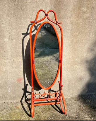 Specchiera  da terra bambù vintage francese rattan