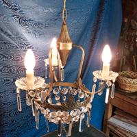 Lampadario Anni 50 Ottone E Vetri Stile Mongolfier