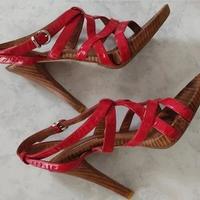 Sandali pelle rossi Luciano Barachini 37 tacco 12