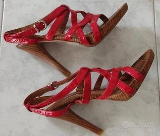 Sandali pelle rossi Luciano Barachini 37 tacco 12