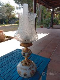 Lampada vintage in ceramica decorata oro e fiori