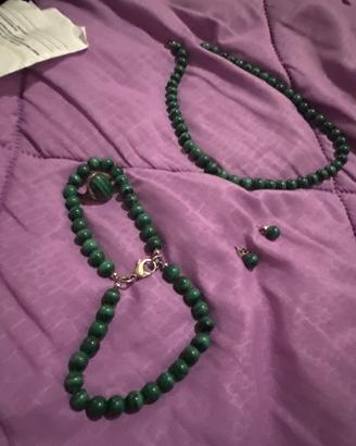 Parure malachite argento anni 80