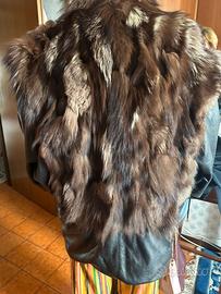 Giacca cappotto pelle e vera pelliccia di volpe
