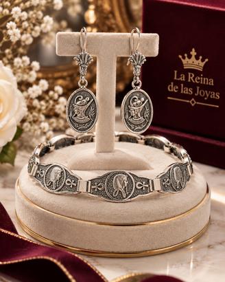 Parure orecchini bracciale argento revival egyptia