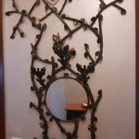 Appendiabiti con specchiera in ferro battuto artig