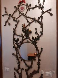 Appendiabiti con specchiera in ferro battuto artig