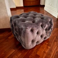 Pouf quadrato velluto grigio