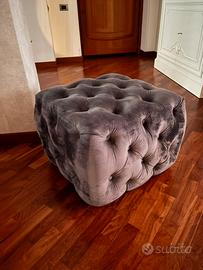 Pouf quadrato velluto grigio