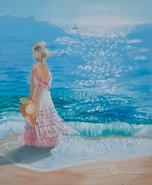 Quadro ragazza in riva al mare 