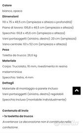 Tavolo Cosmetici Tavolino Specchio bianco

