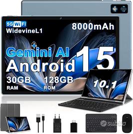 Tablet 10” Android 15 2-in-1 con tastiera, mouse e