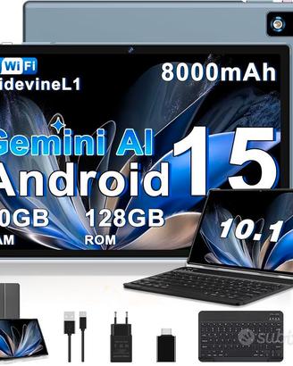 Tablet 10” Android 15 2-in-1 con tastiera, mouse e