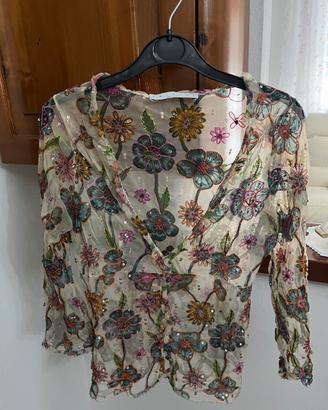 Camicia floreale con paillettes