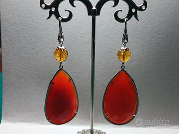 orecchini argento citrino e gocc