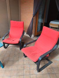 poltrone in legno e tessuto