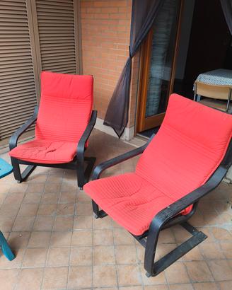 poltrone in legno e tessuto