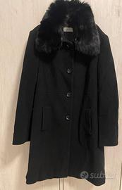 Capotto di Lana con Vera Pelliccia di Volpe Nuovo