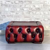 Tavolino Chesterfield vintage inglese in pelle