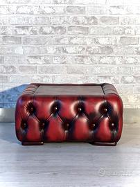 Tavolino Chesterfield vintage inglese in pelle