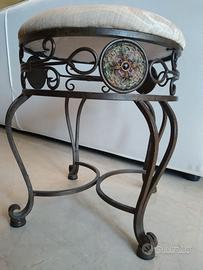 Sgabello / Pouf rotondo in ferro battuto artigiana