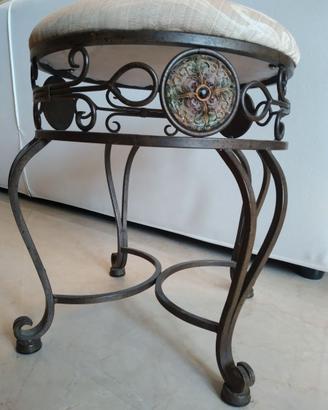 Sgabello / Pouf rotondo in ferro battuto artigiana
