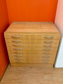 Cassettiera piano inclinato in abete 8 cassetti