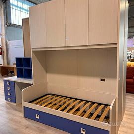 Cameretta a ponte color rovere chiaro/azzurro