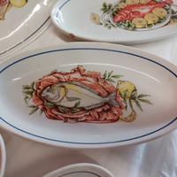 6+1 Piatti in ceramica decorati a mano pesci mare