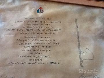 Pergamena rinnovo giuramento al Duce